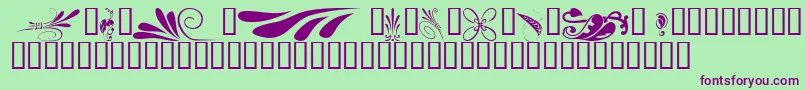 フォントKrSimpleFleur6 – 緑の背景に紫のフォント