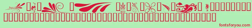 フォントKrSimpleFleur6 – 赤い文字の緑の背景