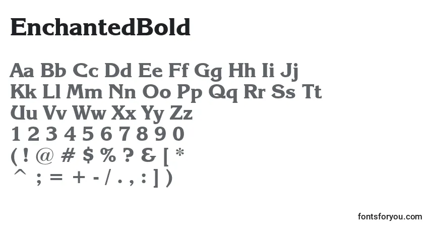 Czcionka EnchantedBold – alfabet, cyfry, specjalne znaki