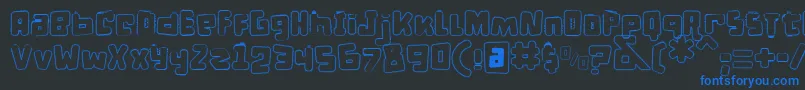 DPuntillasCLace-Schriftart – Blaue Schriften auf schwarzem Hintergrund