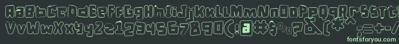フォントDPuntillasCLace – 黒い背景に緑の文字
