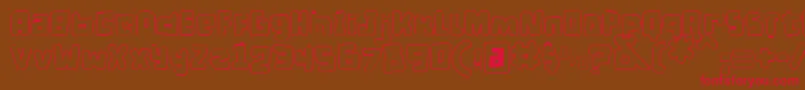 DPuntillasCLace-Schriftart – Rote Schriften auf braunem Hintergrund