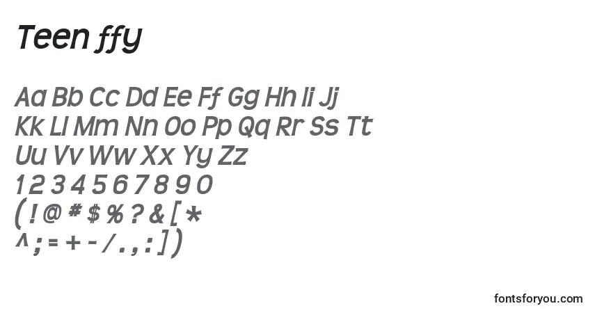 Шрифт Teen ffy – алфавит, цифры, специальные символы