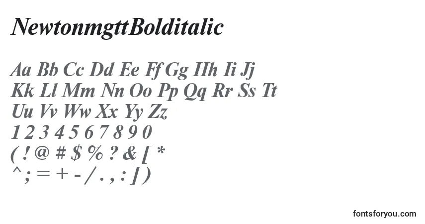 Schriftart NewtonmgttBolditalic – Alphabet, Zahlen, spezielle Symbole