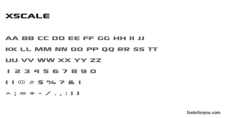 A fonte Xscale – alfabeto, números, caracteres especiais