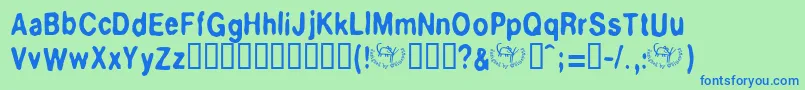 フォントBluestuff – 青い文字は緑の背景です。