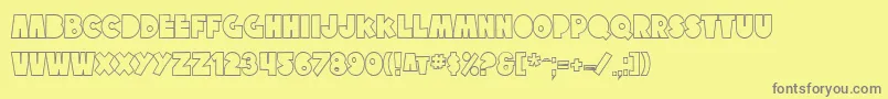 フォントSfTattleTalesOutline – 黄色の背景に灰色の文字