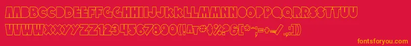 SfTattleTalesOutline-Schriftart – Orangefarbene Schriften auf rotem Hintergrund