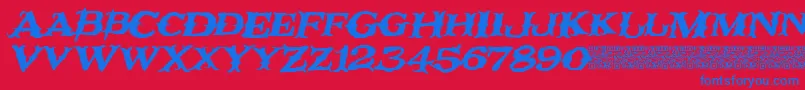Rustynail Font – Blue Fonts on Red Background