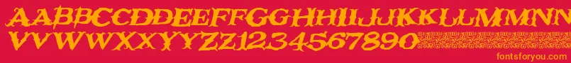 Rustynail Font – Orange Fonts on Red Background