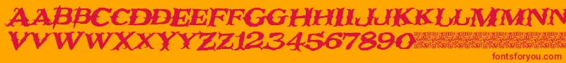 Rustynail-Schriftart – Rote Schriften auf orangefarbenem Hintergrund