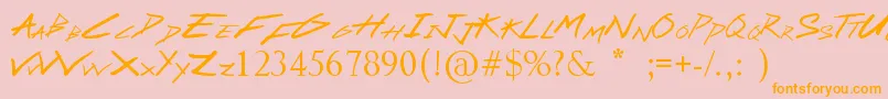 Weitere Informationen zur SassyStark-Schriftart SassyStark-Schriftart – Orangefarbene Schriften auf rosa Hintergrund