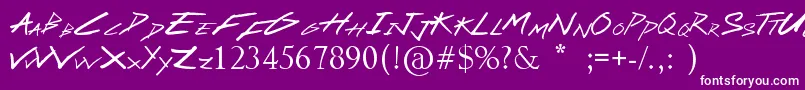 フォントSassyStark – 紫の背景に白い文字