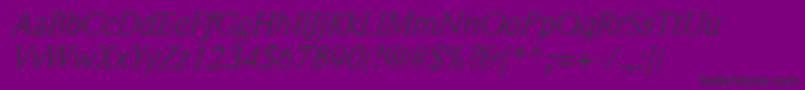 Więcej informacji o czcionce ItcWeidemannLtBookItalic Czcionka ItcWeidemannLtBookItalic – czarne czcionki na fioletowym tle