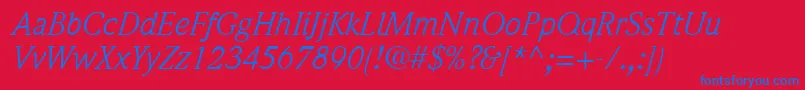 Czcionka ItcWeidemannLtBookItalic – niebieskie czcionki na czerwonym tle