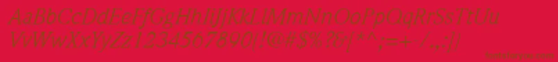 More about ItcWeidemannLtBookItalic Font ItcWeidemannLtBookItalic Font – Brown Fonts on Red Background