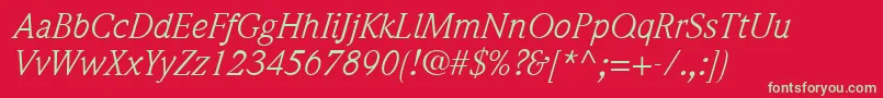 ItcWeidemannLtBookItalic Font – Green Fonts on Red Background