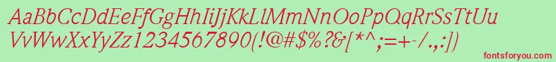 ItcWeidemannLtBookItalic Font – Red Fonts on Green Background