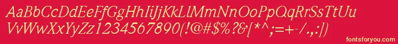 ItcWeidemannLtBookItalic Font – Yellow Fonts on Red Background