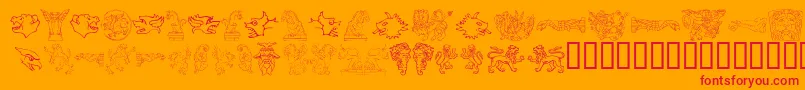 Saiba mais sobre a fonte MonstersOfStone Fonte MonstersOfStone – fontes vermelhas em um fundo laranja