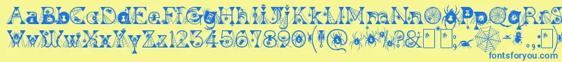 KingthingsWidow Font – Blue Fonts on Yellow Background