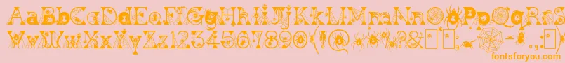 KingthingsWidow-Schriftart – Orangefarbene Schriften auf rosa Hintergrund