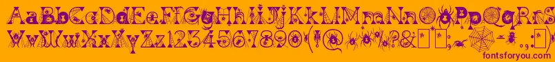 KingthingsWidow-Schriftart – Violette Schriften auf orangefarbenem Hintergrund