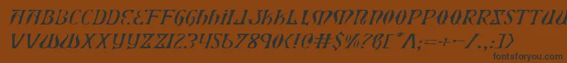 Czcionka XiphosExpandedLightItalic – czarne czcionki na brązowym tle