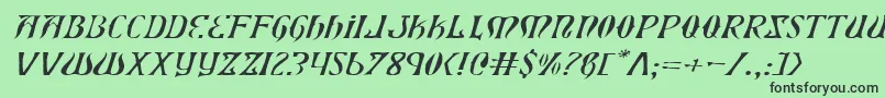 フォントXiphosExpandedLightItalic – 緑の背景に黒い文字