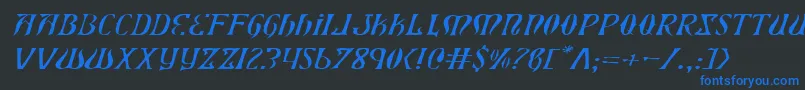 XiphosExpandedLightItalic Font – Blue Fonts on Black Background