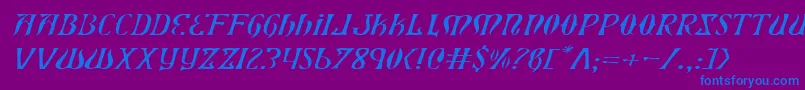 Шрифт XiphosExpandedLightItalic – синие шрифты на фиолетовом фоне