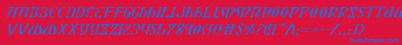 フォントXiphosExpandedLightItalic – 赤い背景に青い文字