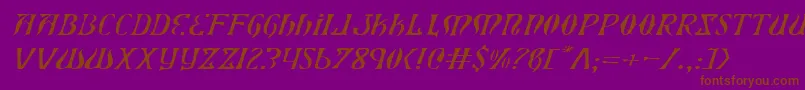 Czcionka XiphosExpandedLightItalic – brązowe czcionki na fioletowym tle