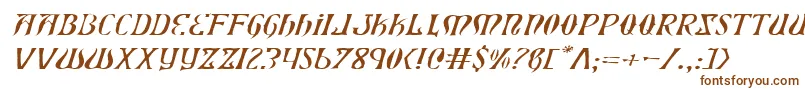XiphosExpandedLightItalic Font – Brown Fonts on White Background