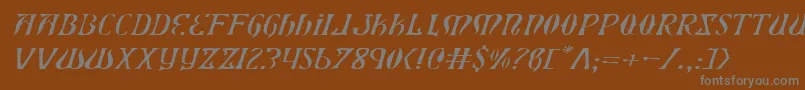 XiphosExpandedLightItalic-Schriftart – Graue Schriften auf braunem Hintergrund