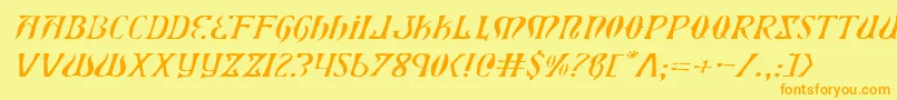 XiphosExpandedLightItalic Font – Orange Fonts on Yellow Background