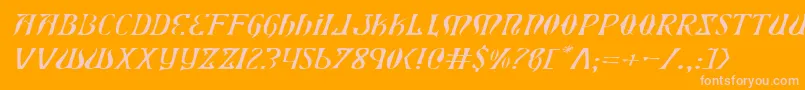 Fonte XiphosExpandedLightItalic – fontes rosa em um fundo laranja