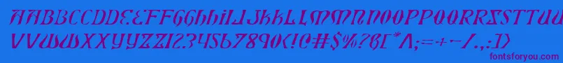 XiphosExpandedLightItalic Font – Purple Fonts on Blue Background