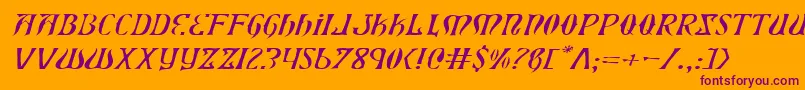 XiphosExpandedLightItalic Font – Purple Fonts on Orange Background
