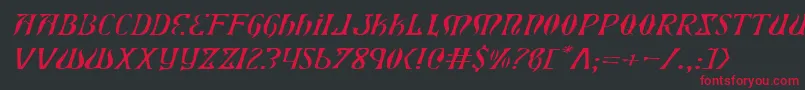 Шрифт XiphosExpandedLightItalic – красные шрифты на чёрном фоне