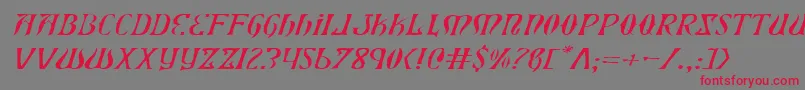Fonte XiphosExpandedLightItalic – fontes vermelhas em um fundo cinza
