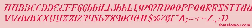 Czcionka XiphosExpandedLightItalic – czerwone czcionki na różowym tle