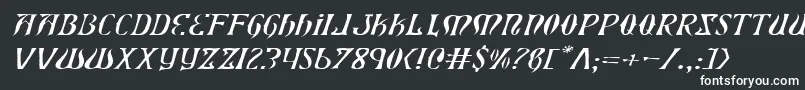 フォントXiphosExpandedLightItalic – 黒い背景に白い文字