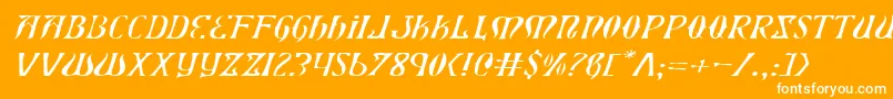 XiphosExpandedLightItalic Font – White Fonts on Orange Background