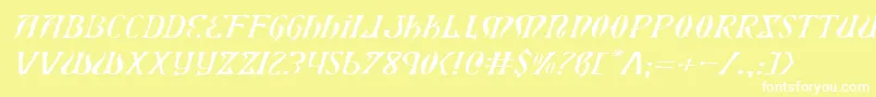 XiphosExpandedLightItalic Font – White Fonts on Yellow Background