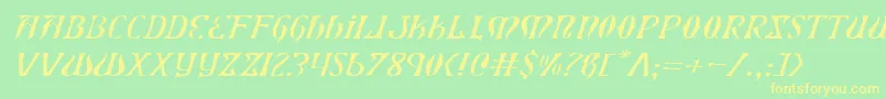 XiphosExpandedLightItalic Font – Yellow Fonts on Green Background