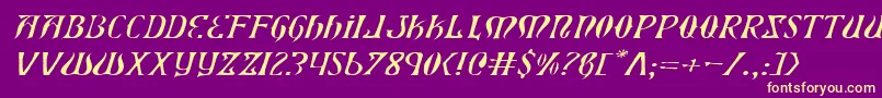 XiphosExpandedLightItalic Font – Yellow Fonts on Purple Background