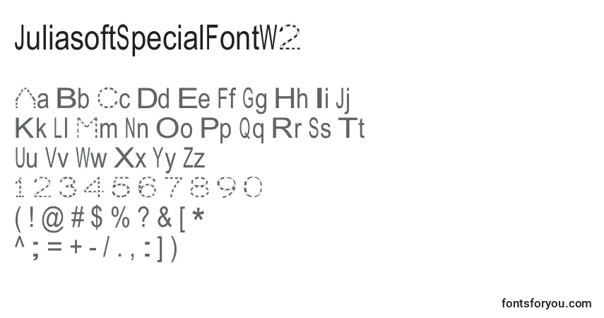 Czcionka JuliasoftSpecialFontW2 – alfabet, cyfry, specjalne znaki