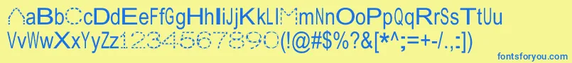 JuliasoftSpecialFontW2-Schriftart – Blaue Schriften auf gelbem Hintergrund