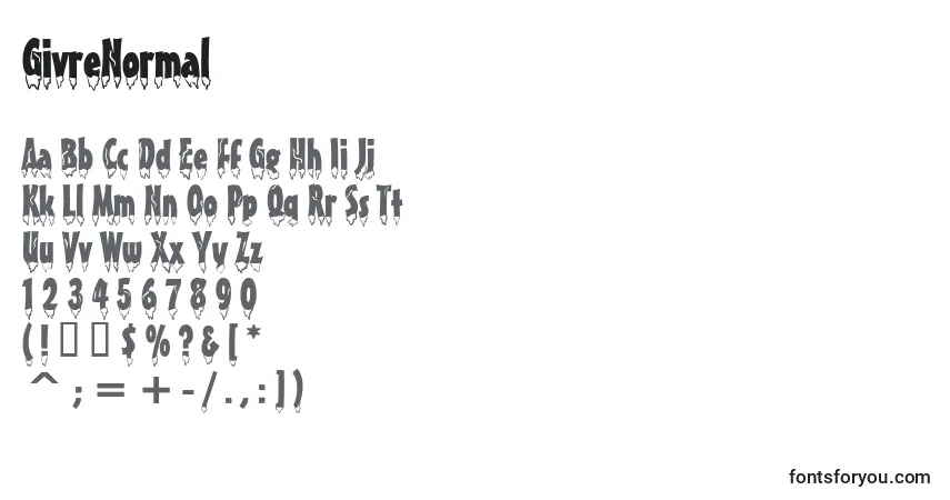 Schriftart GivreNormal – Alphabet, Zahlen, spezielle Symbole